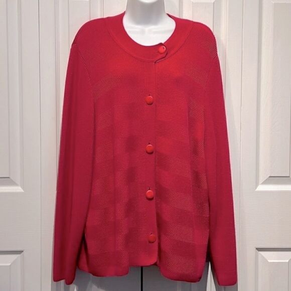 St. James Pink Wool Blend Button Up Cardigan Size 18‎ - Picture 1 of 14